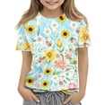 thumbnail image 1 of Abcomgle Tshirts for Kids Girls Crewneck Sunflower Watercolor Blooms Toddler T-Shirt Short Sleeve Toddler Girls T-Shirts Summer Trendy Cotton Toddler Tops Girls, 1 of 5