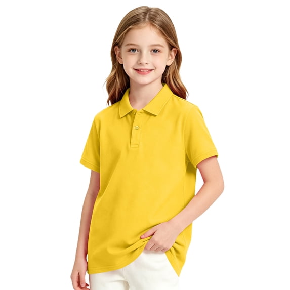 Abcomgle Uniform Shirts for Boys Polo Short Sleeve Pique Polo Shirts Button Down Solid Color School Uniform Shirts Summer Collared Performance Polo Shirts for Boys