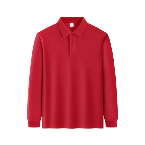 Abcomgle Uniform Shirts for Girls 10-12 Long Sleeve Pique Polo Shirt with Collar Button Up Uniform Shirts for Girls Moisture-Wicking Comfort Girls Golf Shirt,6-7 Years,Red