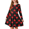 thumbnail image 1 of Abcomgle Valentines Dress for Kids Girls Funny Love Heart Midi Dress for Girls Cute A-Line Long Sleeve Dresses for Girls Crewneck Spring Swing Dresses,, 1 of 4