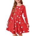 thumbnail image 1 of Abcomgle Valentines Dresses for Girls 10-12 Cute A-Line Long Sleeve T Shirt Dresses for Girls Cute Love Heart Dress Outfits Crewneck Holiday Swing Dresses for Girls,, 1 of 4