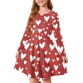 thumbnail image 1 of Abcomgle Valentines Dresses for Girls 10-12 Cute Love Heart T Shirt Dresses for Girls Cute A-Line Long Sleeve Dresses for Girls Crewneck Holiday Swing Dress Outfits,, 1 of 4