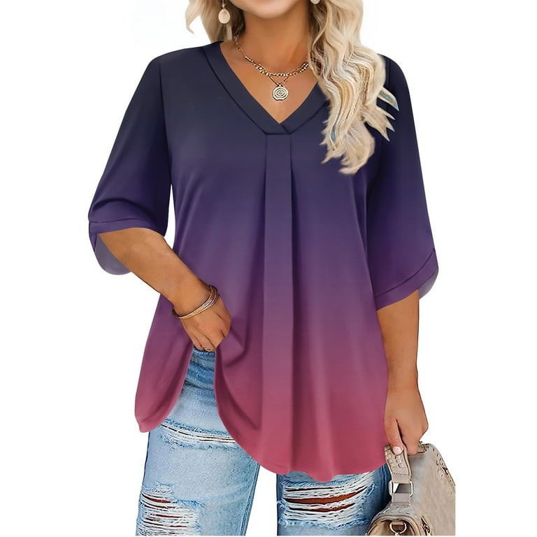 Abcomgle Women's Plus Size Tops 4x-5x Sexy V Neck Tunic Shirts