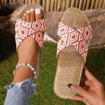 thumbnail image 1 of Abcomgle Women's Summer Slippers Bohemian Print Linen Non-Slip Beach Slippers Lightweight Open Toe Comfortable Indoor Sandals & Slides, 1 of 8
