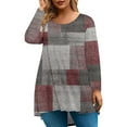 thumbnail image 1 of Abcomgle Womens Plus Size Summer Tops Ladies Plus Size Tops Womens Crew Neck Tunic Long Sleeve Tops Striped Colorblock Print Dressy Casual Tee Shirts 4x Womens Plus Size Clothes,5XL, 1 of 5