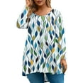 thumbnail image 1 of Abcomgle Womens Tops Plus Size 4x-5x Sexy Long Sleeve Tee Shirt Tops Vintage Floral Print Graphic Tees Crew Neck Shirts Curved Hem Casual Tunic Tops,4XL, 1 of 5