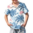 thumbnail image 1 of Abcomgle Youth Hawaiian Shirts Boys Summer Palm Tree Print Boys Vacation Shirts Button Down Short Sleeve Beach Hawaii Shirts,Light Blue,5-6Years, 1 of 5