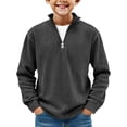 thumbnail image 1 of Abcomgle Youth Quarter Zip Pullover Stand Collar Long Sleeve Kids Pullover Sweatshirts Fashion Textured Sweaters for Boys Casual Boys Fall Sweater,11-12Years,Dark Gray, 1 of 4