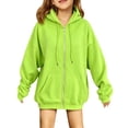 thumbnail image 1 of Abcomgle Zip Up Hoodies for Girls Kids Oversized Full-Zip Jackets for Teen Girls Cute Solid Sweatshirt for Teen Girls Fashion Winter Hooded Hoodies for Girls with Pockets, 1 of 3