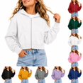 thumbnail image 1 of Abcomgle Zip Up Hoodies for Teen Girls Cropped Long Sleeve Jackets for Teen Girls Cute Casual Lightweight Girls Hoodies with Pockets, 1 of 5