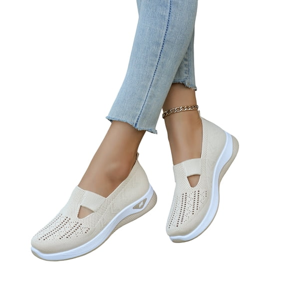 Abcomgle Inspire Uplift Shoes for Women Woven Breathable Summer Orthopedic Slip Ons Lightweight Arch Support Non-Slip Orthopedic Loafers for Women
