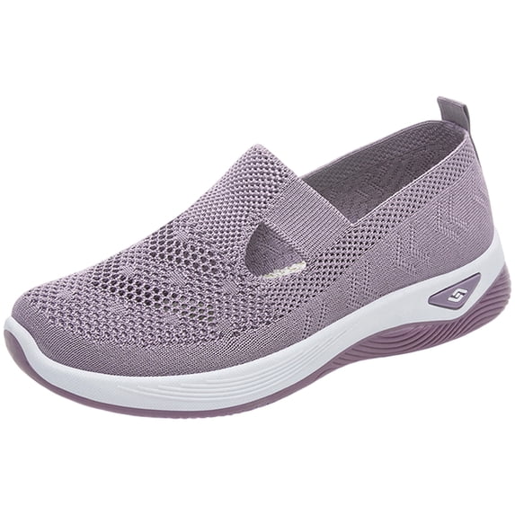 Abcomgle Orthopedic Walking Shoes for Women Woven Breathable Summer Woman Slip on Shoes Wide Width Arch Support Non-Slip Orthopedic Loafers for Women