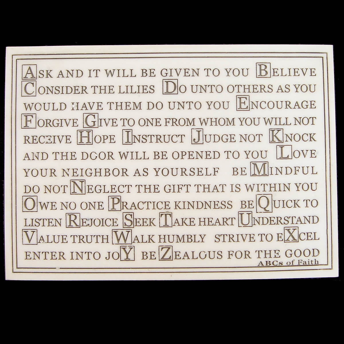 New ABC's Alphabet Of Faith Marble Finish Plaque with Stand up Sign Home Wall Decor New ABC's Alphabet Of Faith Marble Finish Plaque with Stand up Sign Home Wall Decor