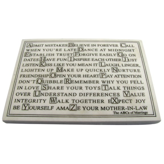 Abcs ABC's Alphabet Of Marriage Marble Finish Plaque Stand Up Sign Wedding Gift