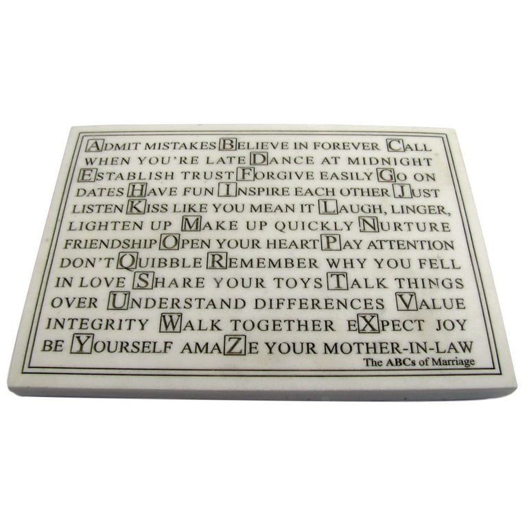 New ABC's Alphabet ABCS of Marriages Stand up Sign with Marble Finish Plaque Wedding Gift New ABC's Alphabet ABCS of Marriages Stand up Sign with Marble Finish Plaque Wedding Gift