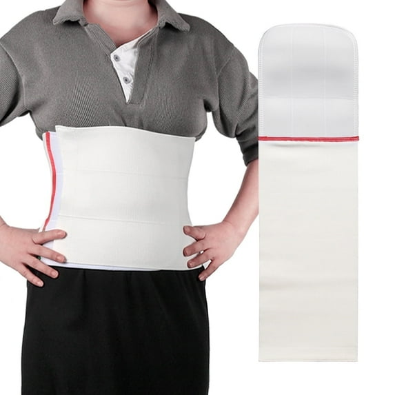 EZ Assistive Abdominal Binder 9-Inch Wide, Latex-Free Support Belt for Abdomen Lower Waist White XL