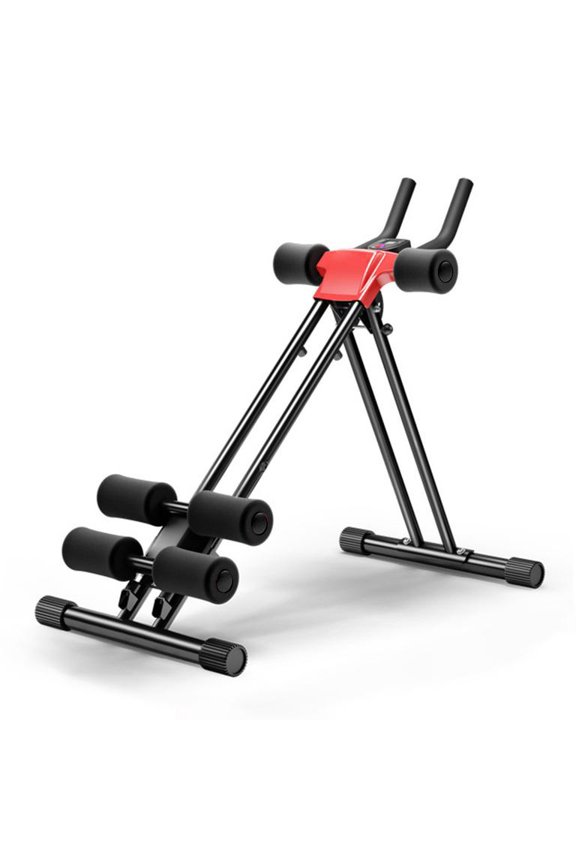 Abdominal Machine for Home Gym, 5 Adjustable Heights Dual-Track Frame, Foldable Ab Trainer with LCD Display, 330lbs Capacity