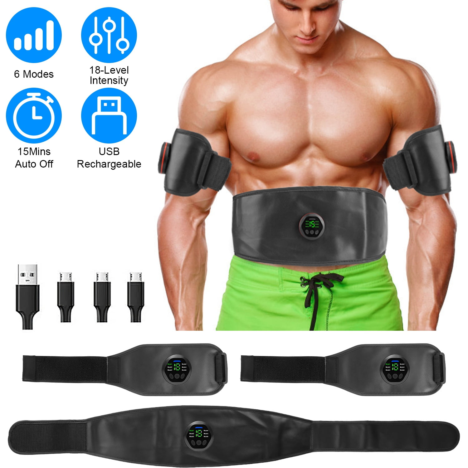 Abdominal Muscle Stimulator ABS Training Fitness Equipment with 6 Modes 18 Intensity Levels Home Office Walmart