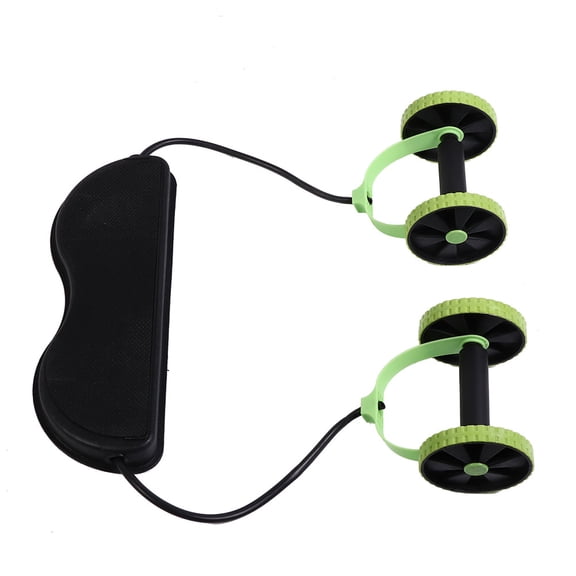Abdominal Power Roll Dual Wheel Trainer for Full Body Slimming and Fitness Workouts - Black and Green