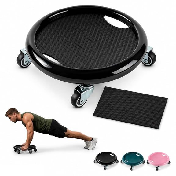 Abdominal Roller Wheel Disc with Knee Mat, 4-Wheel Ab Roller Core Exercise Slider with 360° Rotating Discs, Silent Abdominal Trainer for Abs, Glutes & Full-Body Strength, Home Gym Workout Equipment