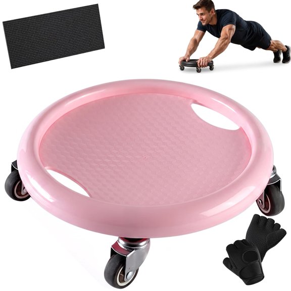Abdominal Roller Wheel Disc with Knee Mat, 4-Wheel Ab Roller Core Exercise Slider with 360° Rotating Discs – Silent Abdominal Trainer for Abs, Glutes & Full-Body Strength