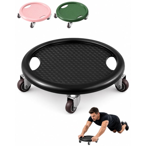 Abdominal Roller Wheel Disc with Knee Mat, Workout Equipment for Gym & Home | Core Trainer, 360° swivel action, anti-slip low-profile base, full-body slides for abs, legs & upper body