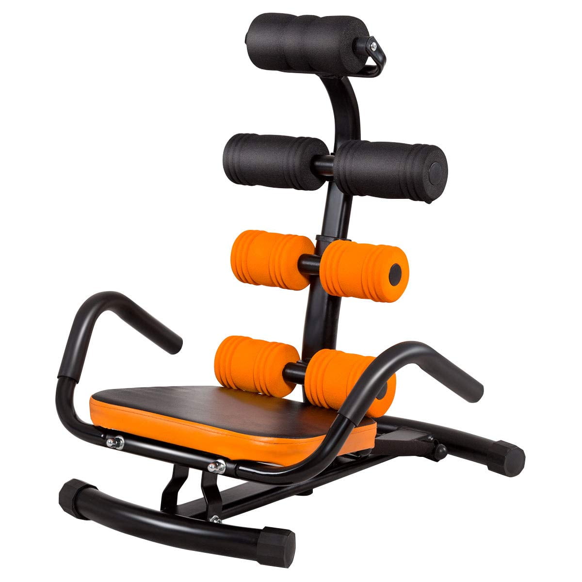 Abdominal Twister Trainer for Core Workout, Adjustable Incline Ab Rocket Exerciser with Spine Protection, Crunch Sit-up Machine for Home Gym, Black