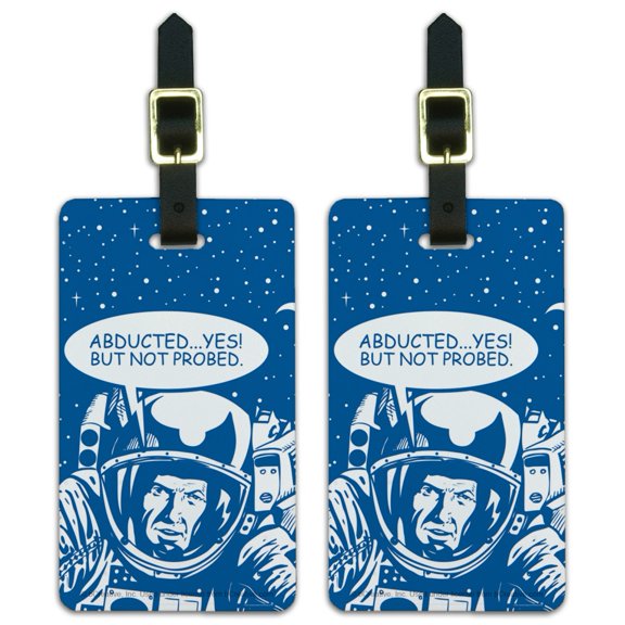 Abducted Yes But Not Probed Funny Humor Luggage ID Tags Suitcase Carry-On Cards - Set of 2