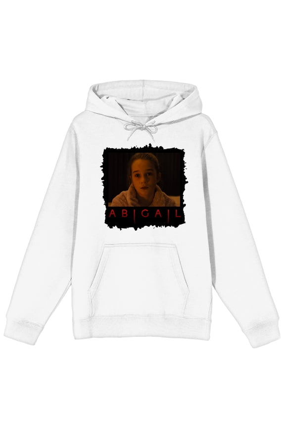 Abducting Abigail Close-Up Abigail Ink Square Frame Long Sleeve White Adult Hooded Sweatshirt-Large