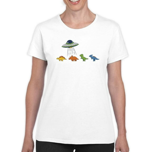 Abducting Dinosaurs T-Shirt Women -Smartprints Designs, Female 3X-Large