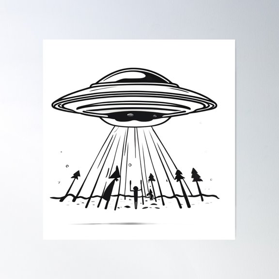 Abduction Ufo Poster Wall Art, Modern Wall Decor For Living Room Bedroom, 24x24 UNFRAMED