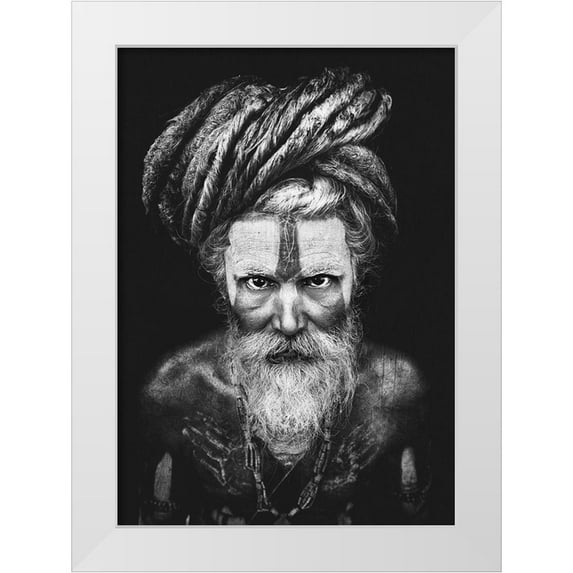 Abdulazim, Ahmed 24x32 White Modern Wood Framed Museum Art Print Titled - Face The Sadhu ...