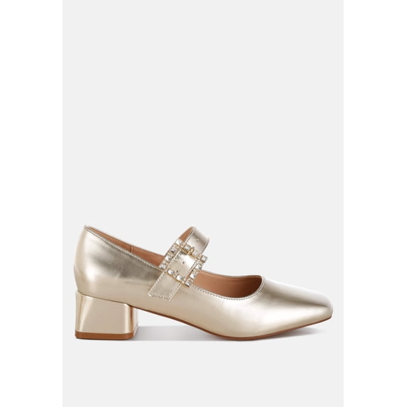 Abeba Diamante Brooch Metallic Mary Jane Pumps