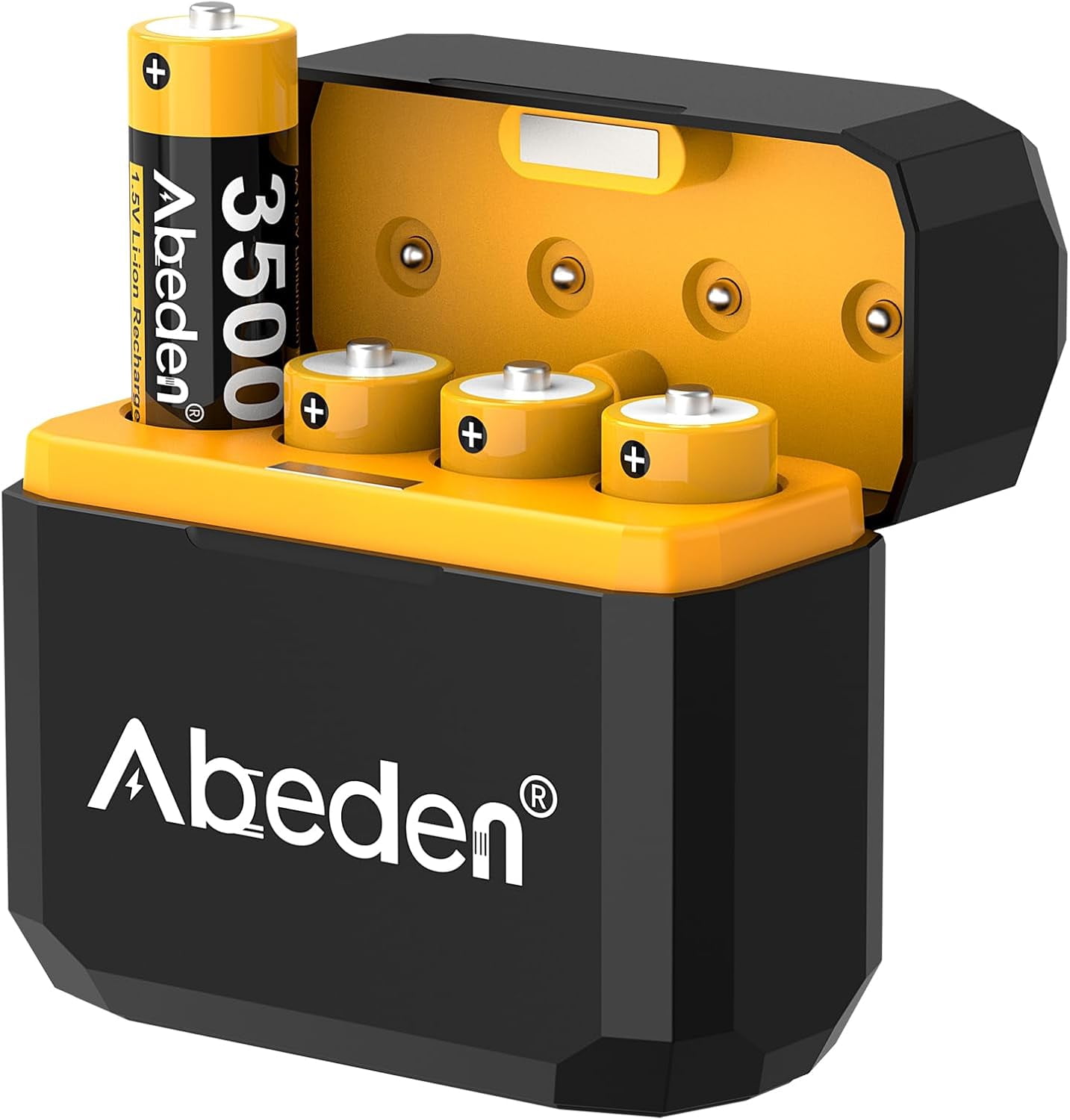 Abeden Rechargeable AA Batteries with Fast Charger, 4Pack 3500mWh 1.5V Lithium Double A Batteries,High Capacity,2000+ Cycles Long-Lasting,Black