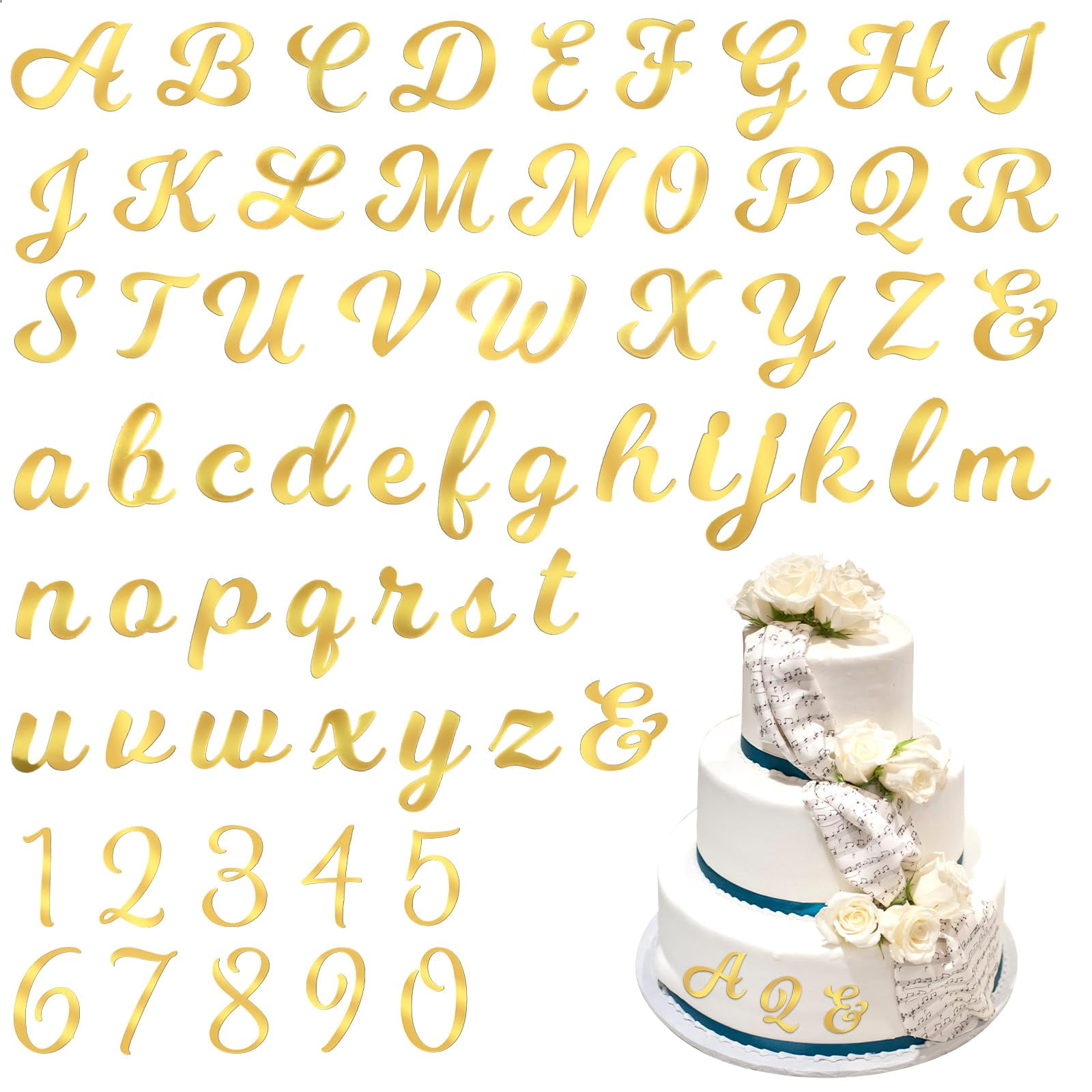 Abeillo 64PCS Gold Letters, DEF29 Acrylic Cake Topper, 0-9 Number and A ...