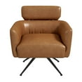 thumbnail image 1 of Abel Mid-Century Modern Tight Back Genuine Leather Swivel Chair in Tan, 1 of 9