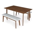 thumbnail image 1 of Abel Modern Solid Wood Walnut Kitchen & Dining Room 3 Piece Furniture Set, 1 of 7