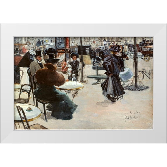 Abel-Truchet, Louis 14x11 White Modern Wood Framed Museum Art Print Titled - Street scene-Cafe terrace