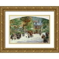 thumbnail image 1 of Abel-Truchet, Louis 32x23 Gold Ornate Wood Framed with Double Matting Museum Art Print Titled - At the Chalet du Chateau de Madrid-in the Bois de Boulogne, 1 of 4