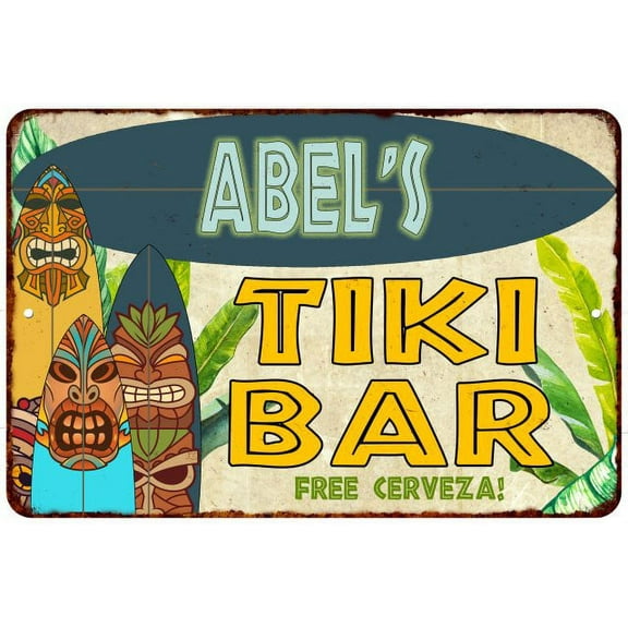 Abel's TIKI BAR Island Sign Metal Wall Decor 8 x 12 High Gloss Metal 208120058005