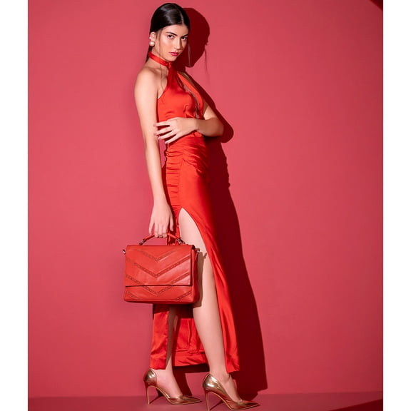 Abelardo Alexander Satchel Bag - Leather Red Hand Bag