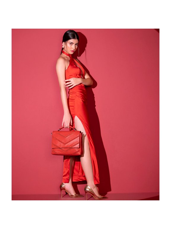 Abelardo Alexander Satchel Bag - Leather Red Hand Bag
