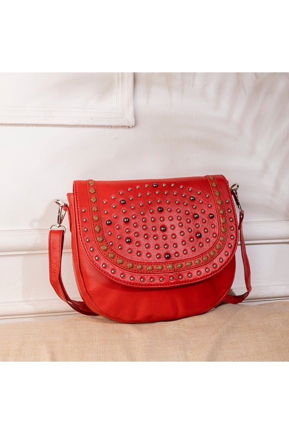 Abelardo Jewelled Red Leather Sling Bag