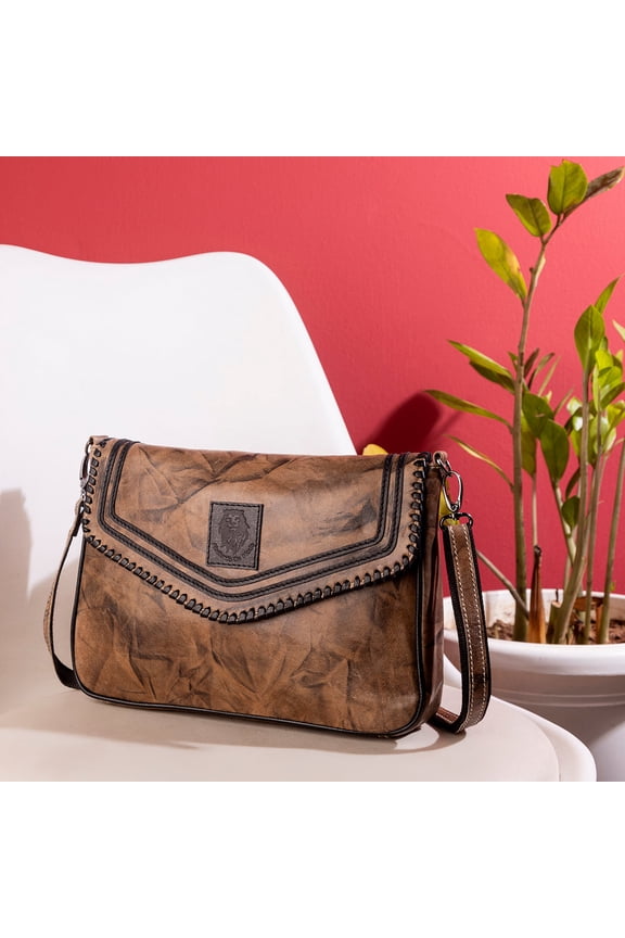 Abelardo Peri Camel Brown Sling Style Leather Bag-