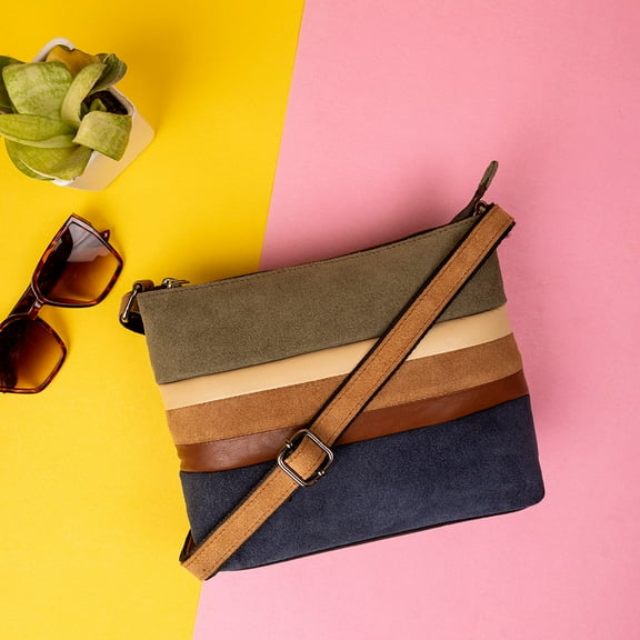 Abelardo Shearling Blue Sling Leather Bag -