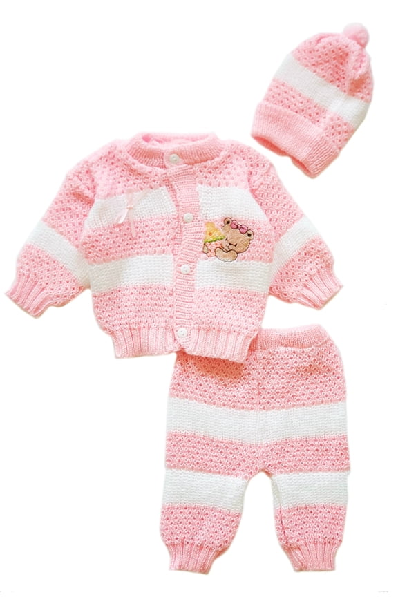 Baby Girls Boys Crochet Outfit Set, 3-Piece, 0-6 Months