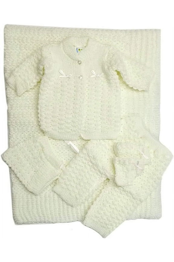 Baby's Five Piece Crochet Outfit and Blanket Set