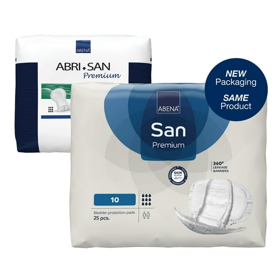 Abena Abri-San Premium Incontinence Pads, Level 10, Heavy Absorbency, 28 in, 21 Count, 2 Packs, 42 Total