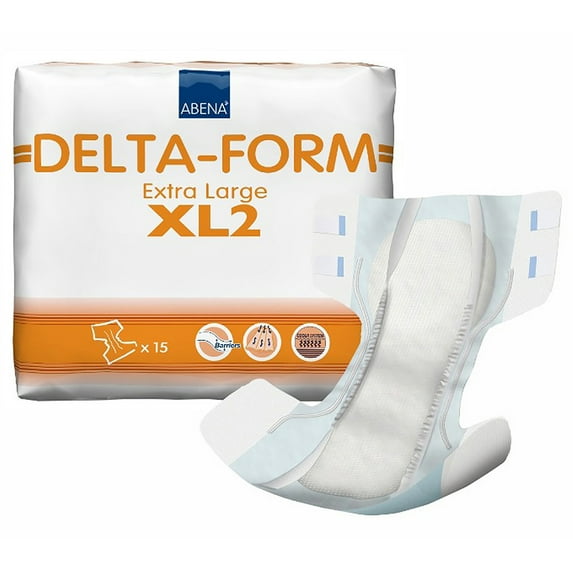 Abena Delta-Form Adult Incontinence Brief XL Moderate Absorbency Contoured, 308875, 53, 60 Ct