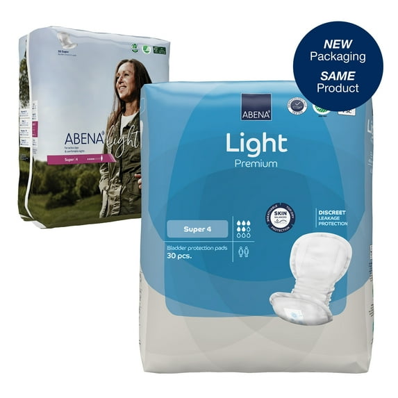 Abena Light Super Absorbency Bladder Control Pads - Unisex, Disposable, 17", 30 Count, 12 Packs, 360 Total